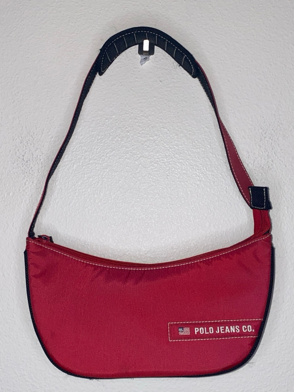 Vintage Polo Jeans Co. by Ralph Lauren Red Nylon Crescent Shoulder Bag